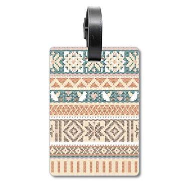 Imagem de Etiqueta octogonal de losango com padrão de triângulo para mala etiqueta de bagagem para pendurar etiqueta, Multicolorido.