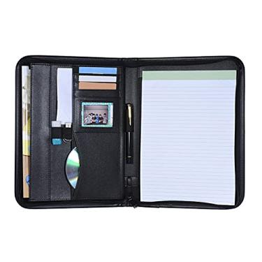 Imagem de LUGU Multifuncional Business Business Portfolio Padfolio Folder Document Case izer A4 PU fechado com fechadu com titular do cartão de visita Memo Note Pad