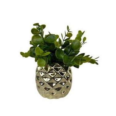 Imagem de Decoração sala rack vaso geométrico dourado abacaxi decor