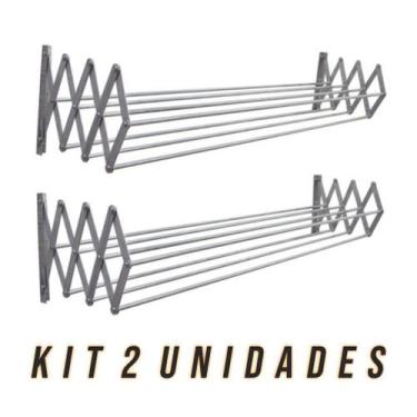 Imagem de Kit 2 Varal De Parede Sanfonado Em Alumínio 0,60 Cm - St Industria