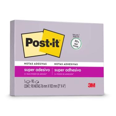Imagem de Post-it, 3M, Bloco de Notas Super Adesivas, Orquídea, 76mm x 102mm, 90 folhas