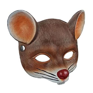Imagem de UGPLM Traje de máscara de animal de rato Cosplay Máscara de animal Face Masquerade 3D máscara facial para o carnaval de Páscoa Tema do, Castanho