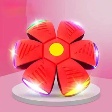 Imagem de Brinquedos para cães de estimação Brinquedos mágicos estranhos Bola de disco voador mágica de deformação descompressiva Pé de Stomp Bola de Stomp para cães de gatos adultos (Vermelho,seis luz)