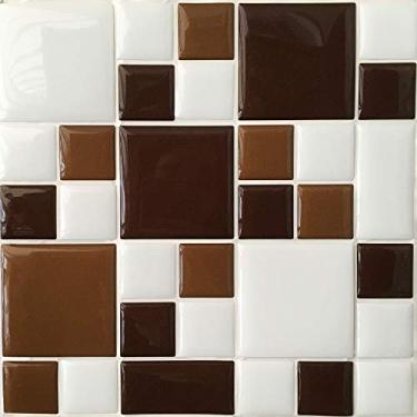 Imagem de Pastilha Adesiva Marrom Escuro e Branco Resinada Kit 4 Placas, Cromo Sign