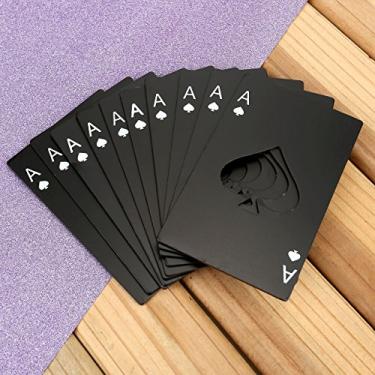 Imagem de Abridor de garrafa de cartão, Yoption 10 peças de aço inoxidável tamanho cartão de crédito abridor de tampa de lata para bolso carteira festa de casamento padrinhos presentes de aniversário