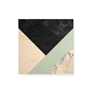 Imagem de Arte Maníacos Quadro decorativo com moldura caixa branca em Madeira - Escandinava Faixa Verde - 30x30cm