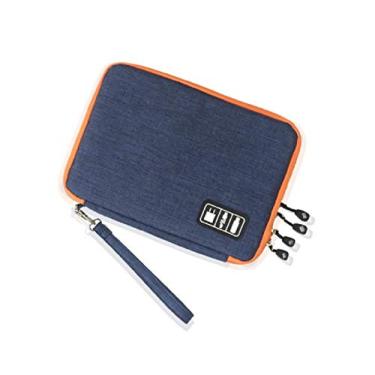 Imagem de Bolsa organizadora de cabos Cicilin para viagem com organizador eletrônico, bolsa para tablet, Macio, Blue (double small), One_Size