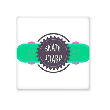 Imagem de Skate esportivo com desenho Mottos em aquarela azulejo de cerâmica brilhante decalque de pedra adornada de tijolo esmaltado