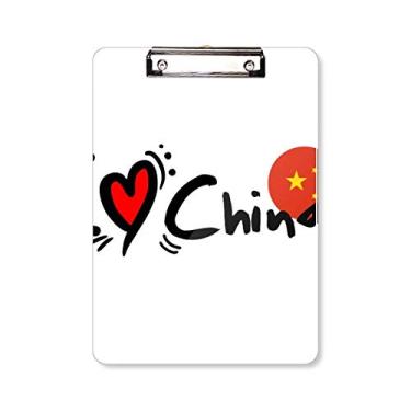 Imagem de I Love China Bandeira de palavras coração prancheta pasta bloco de escrita placa de suporte A4