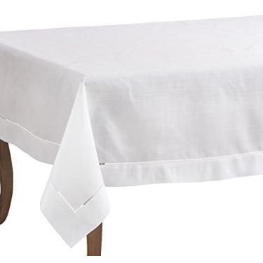 Imagem de SARO LIFESTYLE 6300.W70120B Rochester Collection Toalha de mesa com borda costurada, 178 cm x 304 cm, branca