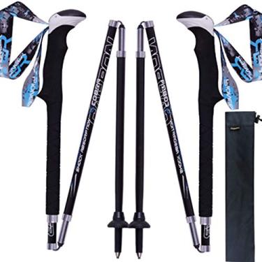 Imagem de Bastões de caminhada de fibra de carbono – Haste dobrável ultraleve antichoque, durável e leve para caminhadas, acampamento, montanhismo, mochilão, caminhada, caminhada (conjunto com 2)