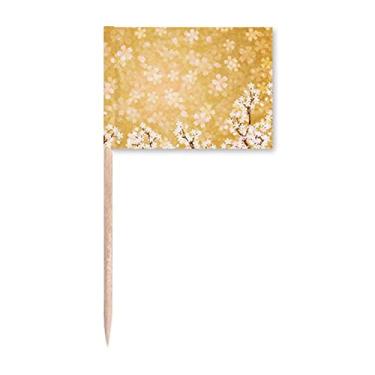 Imagem de Sakura — Bandeiras japonesas com padrão de pétalas brancas para decoração de festa