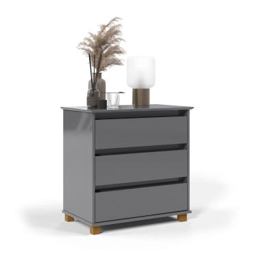 Imagem de Mini Cômoda Organizador 3 Gavetas Quarto Cinza EJ Móveis