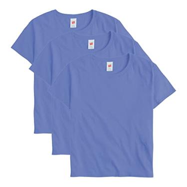 Imagem de Hanes Pacote de camisetas Essentials de tamanho grande, camiseta de algodão para mulheres, ajuste relaxado, pacote com 3, Azul forte profundo, P