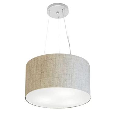 Imagem de Lustre Pendente Cilíndrico Cúpula Tecido 40x21 cm, Vivare Iluminação, Pendente4009 RST, Rustico Bege, Médio