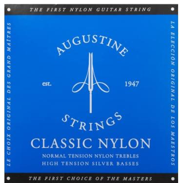 Imagem de Augustine Cordas clássicas azuis - cordas de guitarra clássica de alta tensão - A corda de nylon original - 1 conjunto