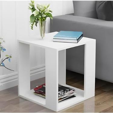 Imagem de Mesa De Centro Sala Decorativa Apoio Lateral Mdf Mesinha Auxiliar Móveis Decoração (Branco)