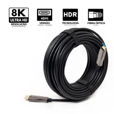Imagem de Cabo De Fibra Optica, Conector Hdmi Versao 2.1, 8K - 60Hz, 15Mts