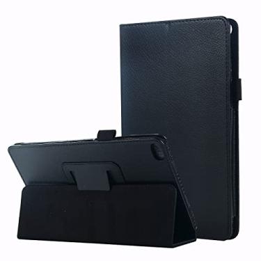 Imagem de Capa para tablet, capa de tablet com textura de couro para tablet compatível com Lenovo Tab E8 TB-8304F Slim dobrável suporte fólio protetor à prova de choque capa traseira com suporte capa protetora (cor: preto)