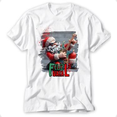 Imagem de Camiseta Papai Noel Camisa Natal Rock Roll Blusa Feliz Natal - Vidape