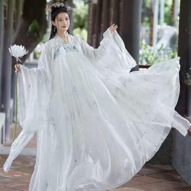 Imagem de 6M Preto Vermelho Hanfu Feminino Vestido Chinês Tradicional Dança Fada Fantasia Plus Size Princesa Feminina Roupas Carnaval Cosplay