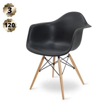 Imagem de Cadeira Eames Com Braço Arm Eiffel Wood - Preta - Armazem