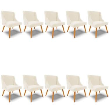 Imagem de Kit 10 Cadeiras Estofadas Para Sala De Jantar Pés Palito Lia Veludo Be