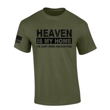 Imagem de Camiseta masculina cristã Heaven is My Home Camiseta de manga curta, Verde militar, XXG