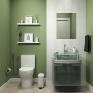Imagem de Gabinete para Banheiro com Cuba 71x62,5x46cm Prata Master