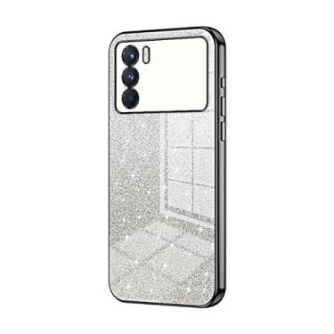 Imagem de Capa Protetora para Celular Compatível com capa OPPO K9 Pro, capa protetora híbrida de galvanoplastia com glitter transparente, capa protetora fina transparente antiarranhões de TPU com absorção de ch