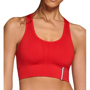 Imagem de Tommy Hilfiger Sutiã esportivo feminino de desempenho, Vermelho rico, P