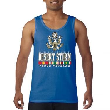 Imagem de Camiseta regata masculina Desert Storm Proud Veteran Army Gulf War Operation Served DD 214 Veterans Day Patriot, Azul, GG
