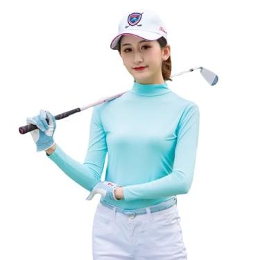 Imagem de Roupas esportivas de golfe verão proteção solar roupas femininas base de seda gelo camisa fina manga longa base exercício ao ar livre caminhadas, Grahy, Medium Plus