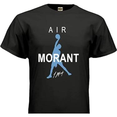 Imagem de HOFSM.COM Hall of Fame Sports Memorabilia Camiseta de basquete Ja Morant Memphis Dunk Signature (pequena, camiseta juvenil, preta)