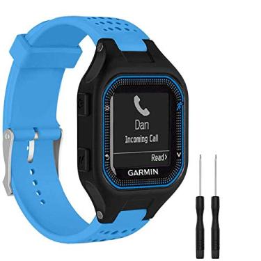 Imagem de Pulseiras GVFM compatíveis com Garmin Forerunner 25, pulseira de relógio de substituição de silicone macio para Garmin Forerunner 25 GPS, LBlue, Large