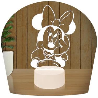Imagem de Luminária Led 3d | Minnie Mickey Disney | Abajur - Base Branca
