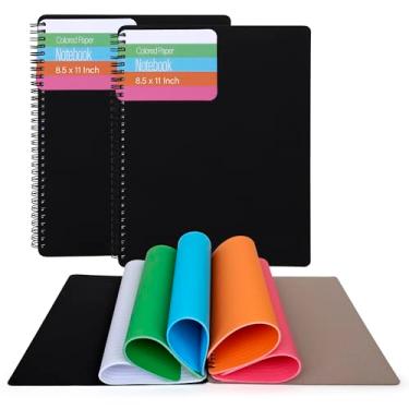 Imagem de Alavone Caderno espiral, pautado para faculdade, caderno com papel colorido - 21,5 x 28 cm - Caderno de papel colorido premium, caderno espiral pautado universitário - 100 folhas, perfurado - pacote