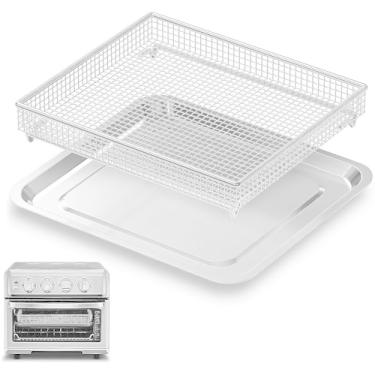 Imagem de Bandeja de cozimento de aço inoxidável e cesta de fritadeira a ar compatível com Cuisinart Airfryer TOA-060 e TOA-065 assadeira de aço inoxidável, cozinhar e assar para forno torradeira de convecção