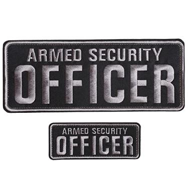 Imagem de GYGYL 2 pacotes de patch de oficial de segurança armada com gancho e laço, para colete de polícia jaqueta painel traseiro cinza (1 peça pequena e 1 peça grande)