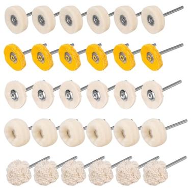 Imagem de Conjunto de rodas de polimento de feltro de lã com roda de polimento SI FANG 50 peças, 1 polegada, de algodão, macio, fino, abrasivo, escova de 1/8 polegada, ferramentas rotativas para relógio joia
