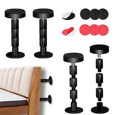 Imagem de cosbur 4 peças de tampas de cabeceira para parede, ferramenta antivibração de moldura de cama ajustável, para-choques de parede de cama com almofadas e parafusos de móveis gratuitos, protetores de