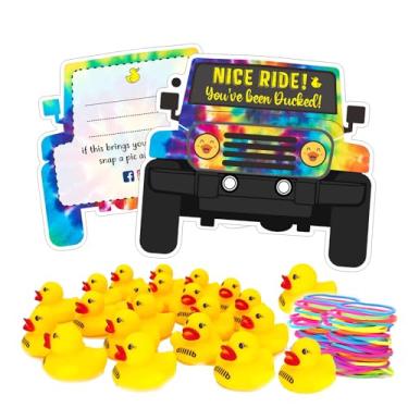 Imagem de Cartão You've Been Ducked, Duck Tags, Cartão de Jogo de Pato, 60 Kits de Tag de Pato, Inclui 20 Etiquetas de Pato, 20 Patos de Borracha Amarelos, 20 Elásticos de Borracha