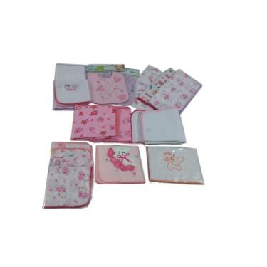 Imagem de Kit 19peças fraldas cueiros babadores enxoval de bebe menina