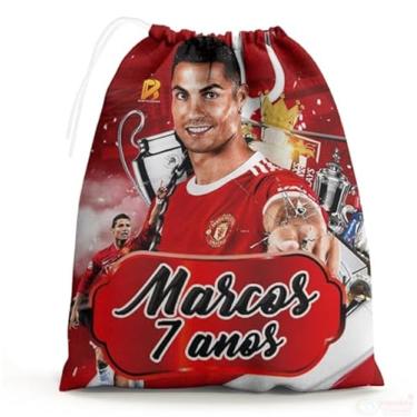 Imagem de Sacolinhas Surpresa Personalizada Tecido Jogador Cristiano Ronaldo CR7 Portugal (Sacolinhas 15x20, Unidades, 10)