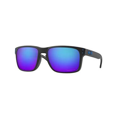 Imagem de Oakley Men's OO9244 Holbrook Asian Fit Rectangular Sunglasses, Matte Black/Prizm Sapphire Polarized, 56 mm