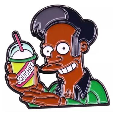 Imagem de Apu Squishie Kwik-E-Mart Loja de conveniência Quick Mart Abu desenho animado comédia programa de TV animação piada humor piada 3,2 cm esmalte distintivo, 1.25 Inches, Esmalte, Esmalte