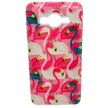 Imagem de Capa Celular Compatível com Samsung Galaxy J2 Prime SM-G532MT / Gran Prime SM-G530 Com Suport Para Dedos (Flamingos)