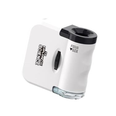 Imagem de Fancyes Microscópio portátil para crianças, microscópio científico, brinquedo 60x, mini microscópio de bolso para adultos científicos, branco