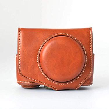 Imagem de Bolsa de couro para câmera com alça para câmera Canon Powershot G7 X Mark II G7X II marrom