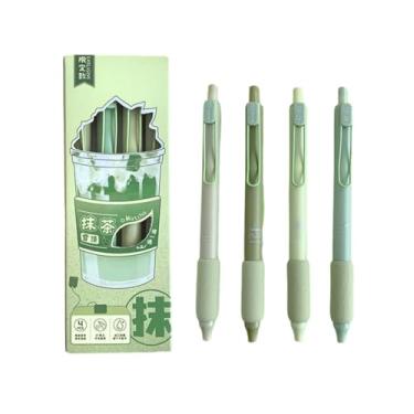 Imagem de Joucien 4 peças/caixa - Caneta esponja criativa de 0,5 mm, caixa de caneta neutra, suporte de caneta simples, caneta neutra preta - tampa de neve Matcha (pacote com 4)